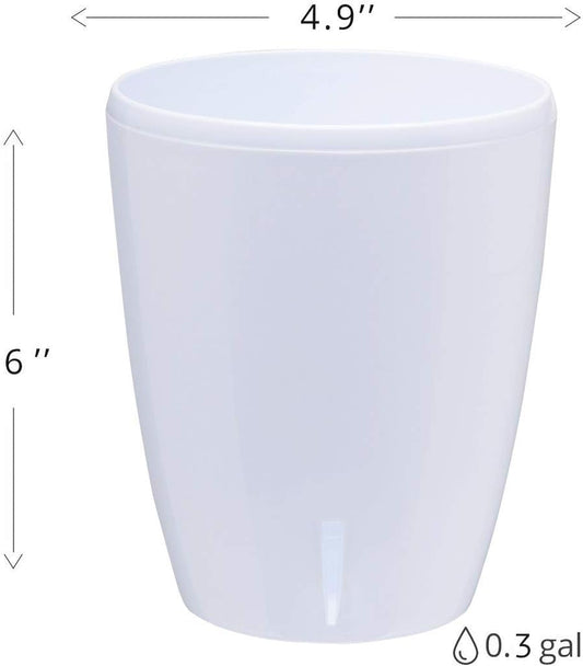 Santino 4.9 Inch ORCHIDEA Self Watering Pots for Orchids in White (Set of 3) - Decorative Wicking Planter with w/Great Aerification, Drainage and Water Level Indicator