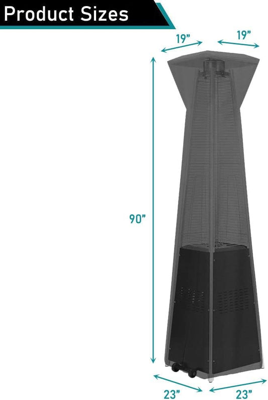 ZJYWSCH Patio Heater Cover Outdoor Waterproof 600D Heavy Duty Outside Pyramid Torch Heater Cover with Zipper 23" x 23" x 90" Weather Resistant