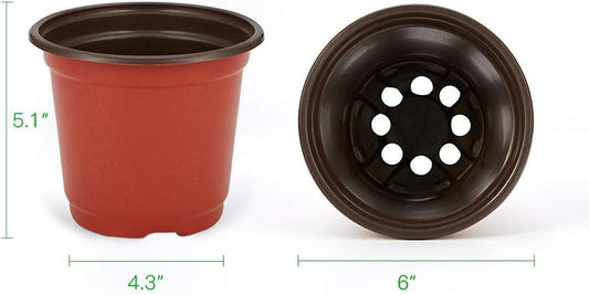 JERIA 200 Pack 6 Inch Plastic Nursery Pots Comewith Drainage Holes, Seedling Flower Plant Container and Seed Starting Pots with 200 Pcs Labels