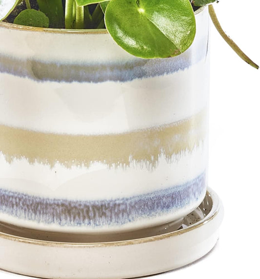 CHIVE βMinuteβ Ceramic Planter Pot β Cute 5β Colorful Succulent Pots for Indoor & Outdoor House Plants β Beautiful Modern Farmhouse Kitchen Decor β Blue Green Layers