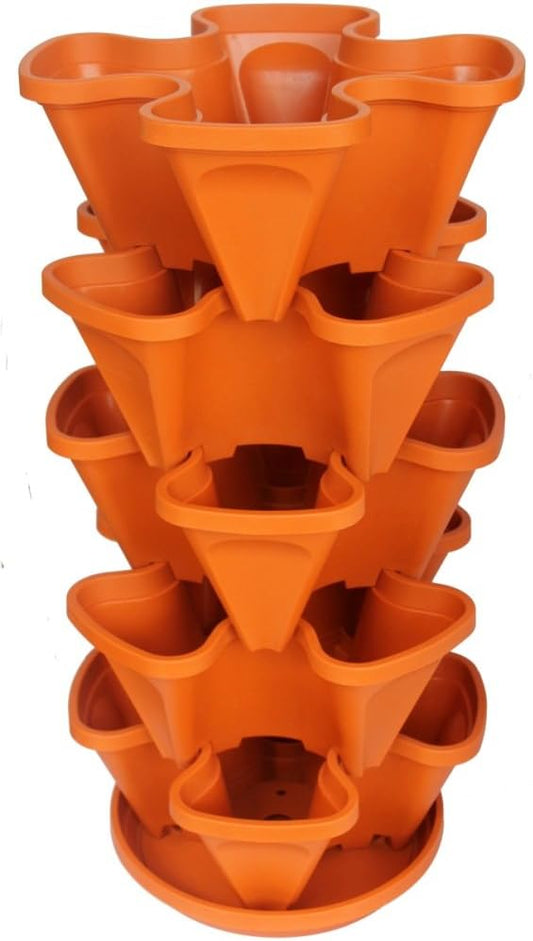 5 Tier Stackable Strawberry, Herb, Flower, and Vegetable Planter - Vertical Garden Indoor/Outdoor