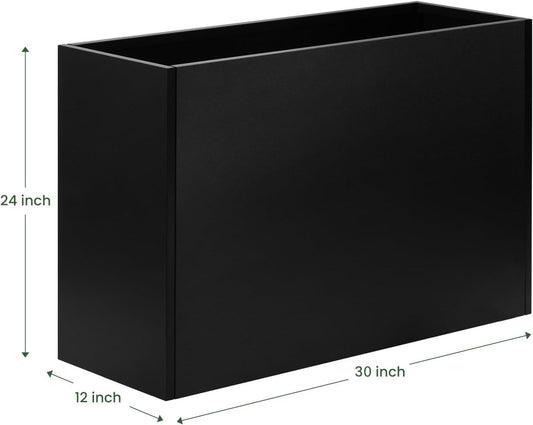Heavy-Duty Steel Planter Box 30”x12”x24”, Rust-Resistant Large Outdoor & Indoor Plant Container, Metal Garden Box with Drainage Holes & Reinforced Edges