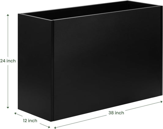 Heavy-Duty Steel Planter Box 38”x12”x24”, Rust-Resistant Large Outdoor & Indoor Plant Container, Metal Garden Box with Drainage Holes & Reinforced Edges