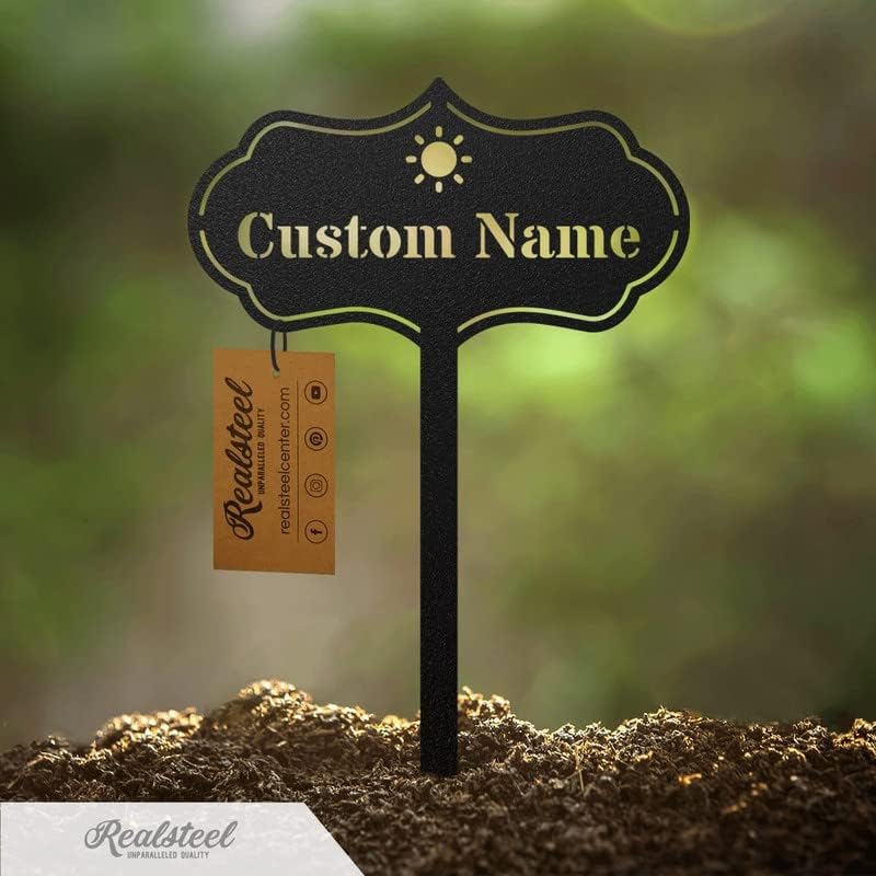 RealSteel – Customizable Seed & Plant Markers - Outdoor Herb Garden Stakes - Elegant Fruit/Vegetable Labels - Steel Plant Tags for Pots - Classy Design for Farmhouse/Greenhouse – Watering Can Icon