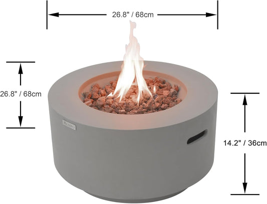 AMS Fireplace | Modeno | Waterford | Firepit Table | Cover and Lava Rocks Included | (Fuel: Liquid Propane Gas - Light Gray)