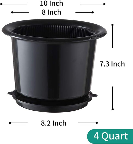 8 Inch Orchid Pots with Holes and Saucers,Double Layer Plastic Large Orchid Planter Pot,Flower Pots for Indoor Outdoor Flower Plants,Orchids,Herbs,Snake Plants and Succulents