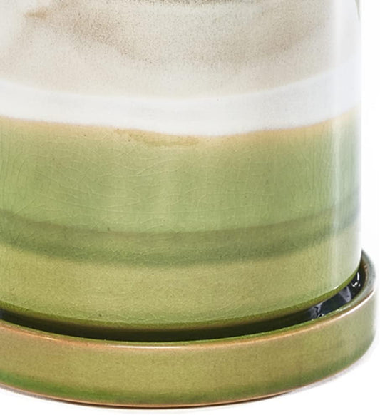 CHIVE βMinuteβ Ceramic Planter Pot β Cute 5β Colorful Succulent Pots for Indoor & Outdoor House Plants β Beautiful Modern Farmhouse Kitchen Decor β Green Layers