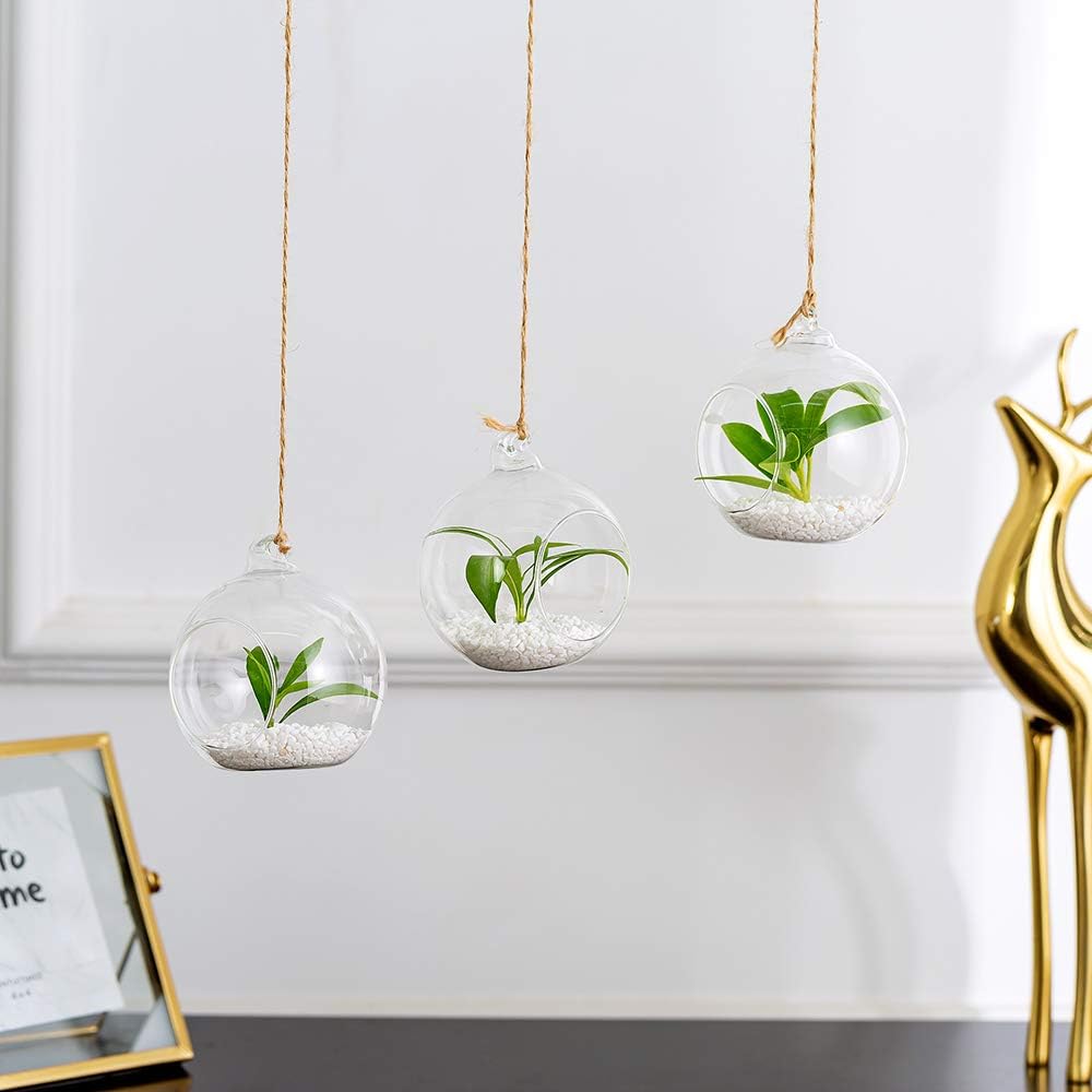 NUPTIO Glass Terrarium Globe Ornaments 12 Pcs 3.15" Diameter Small Terrariums Hanging Tea Light Candle Holders Home Wedding Party Centerpieces