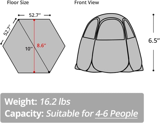 Alvantor Screen House Gazebo, 6-10-15 Person Pop Up Igloo Screened Canopy Tent with Mosquito Netting Sides, Instant UV Resistant Sun Shelter for Garden, Patio, Backyard