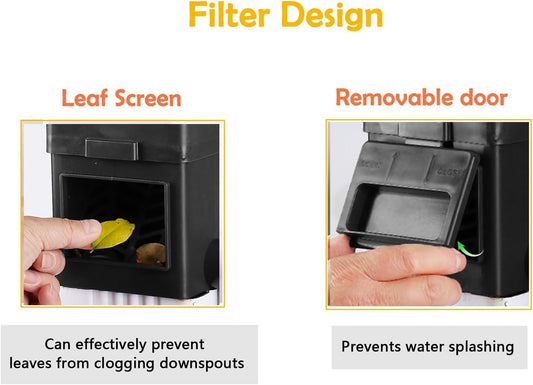 Rain Barrel Diverter Kit, Downspout Diverter Fits for 2"x 3" or 3"x 4" Standard Downspout, Rainwater Collection System with Adjustable Valve and Filter,5ft Hose(Black)