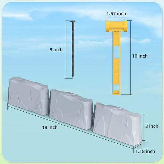 16 Pack(24FT) Landscape Edging w/ 48 Spikes | Flexible Plastic Border for Outdoor, Walkway, Lawn & Weed Control | 24" L x 3" H Faux Stone Edging for Landscaping,Garden Edging Border Stone(Gray) 