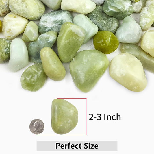 10lbs Jade River Rocks, 2-3 Inch Natural Pebbles for Indoor Plants, High Polished Decorative Stones Vase Filler Fish Tank Aquariums Landscaping Garden Outdoor and Indoor DIY