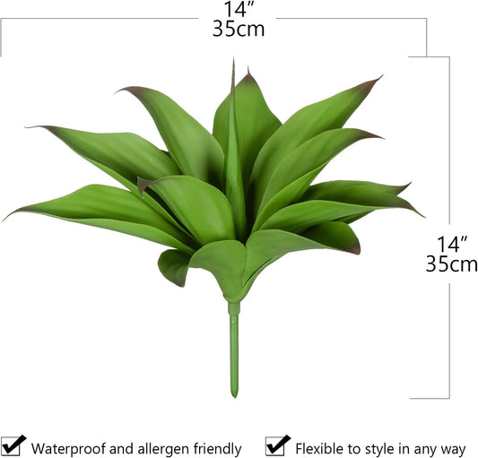 Artificial Agave Plants, UV Resistant Fake Agave Planters for Indoor and Outdoor Decorating Artificial Plants for Outdoors Fake Plants (2Pack, 12.6") Green