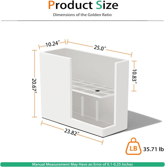 Rectangular Planter Box for Outdoor Plants, Large Tall Resin Flower Pots for Garden, Front Porch, Patio, Indoor (White, 25 x 21 inch)