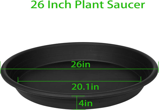 1 Pack of 26 inch Plant Saucer, Large Plant Tray, Heavy Sturdy Plant Drainage Tray for Indoors, Bird Bath Bowls, Sturdy Plastic Pot Tray for Planter (Black)