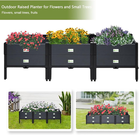 Indoor & Outdoor 2-Tier Stackable Garden Bed â Drainage Planter Box, Thickened for Enhanced Load-Bearing, Great for Veggies, Herbs, Flowers & Entryway Decor(Triple Row)