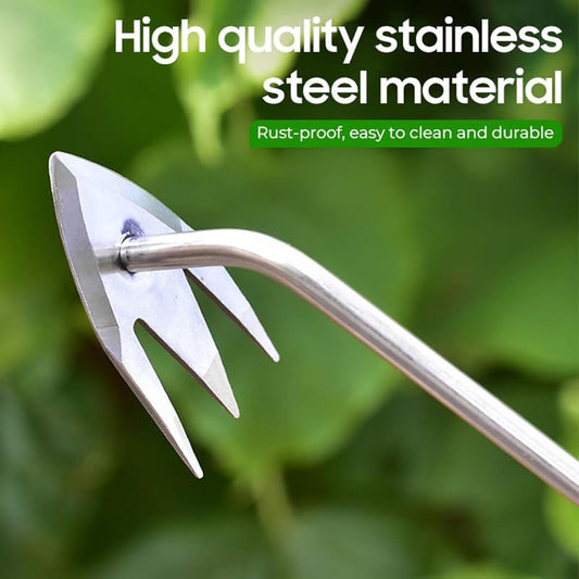 Weed Puller Tool,Weed Remover Tool for Lawn and Garden,Weeder Tool 3 Teeth Manganese Steel with Long Handle,Weeding Artifact Uprooting for Gardening Backyard Farm (Brown)