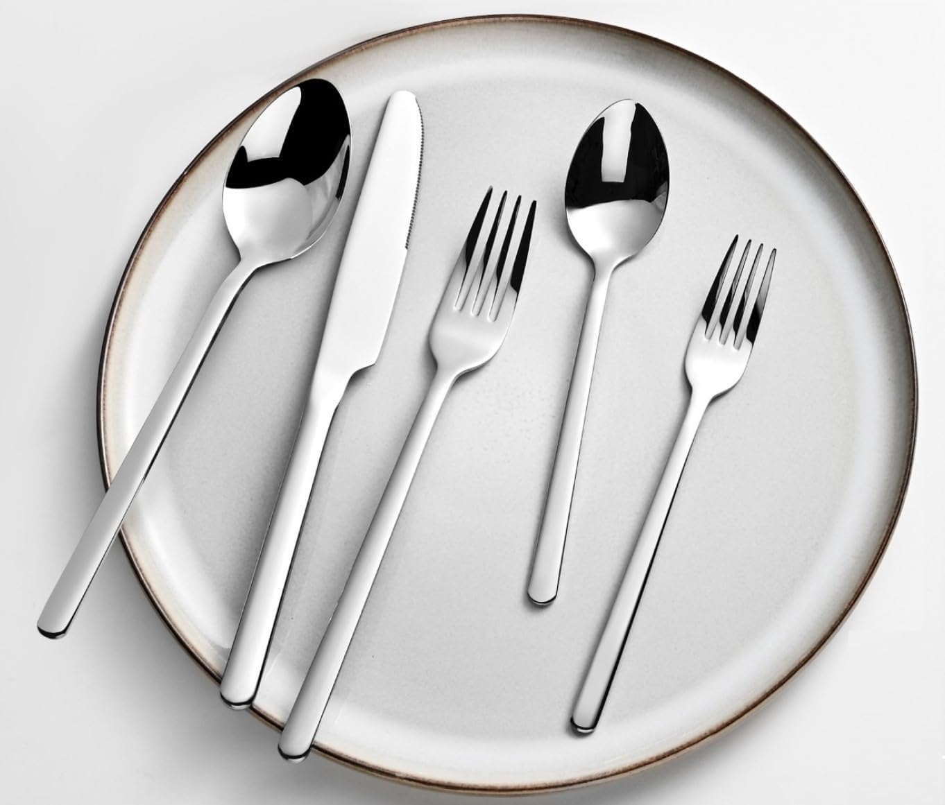 KINGSTONE 30 Pieces Silverware Set, Flatware Cutlery Set for 6, 18/10 Stainless Steel Silverware Utensils Minimalist Design Dishwasher Safe