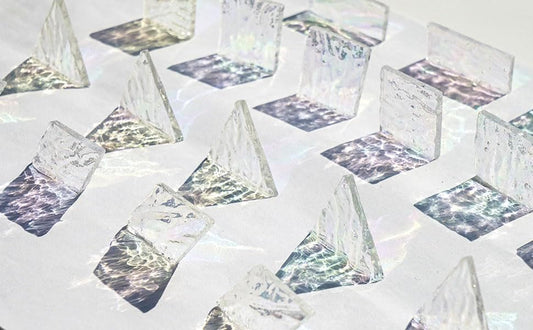 Iridescent Textured Cathedral Glass Mosaic Tiles, 200g Transparent Stained Glass Pieces for Mosaic Art, Pre-Cut for Handmade Crafts, Clear