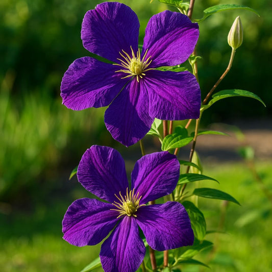 Perennial Farm Clematis 'Polish Spirit' Hybrid – Live Flowering Vine in 4 Quart Container, Abundant Purple-Blue Blooms, Vigorous Grower, Long Blooming, Ideal for Trellises, Fences & Garden Arches
