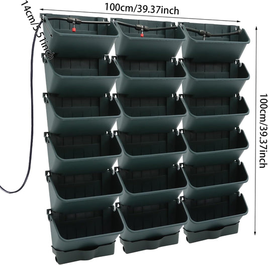 18 Pots Self-Watering Wall-Mounted Planter, 39.4âL x 39.4âH Vertical Wall Planter Self Watering Stackable Planters Vertical Garden Wall Garden Planter Outdoor Indoor for Herbs Flowers Strawberries