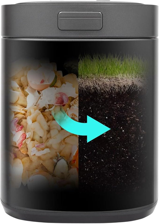 2.5L Electric Kitchen Composter, Indoor/Outdoor Composting Machine, Countertop Compost Machine Turn Food Waste and Scraps into Fertilizer for Garden Plants, Black