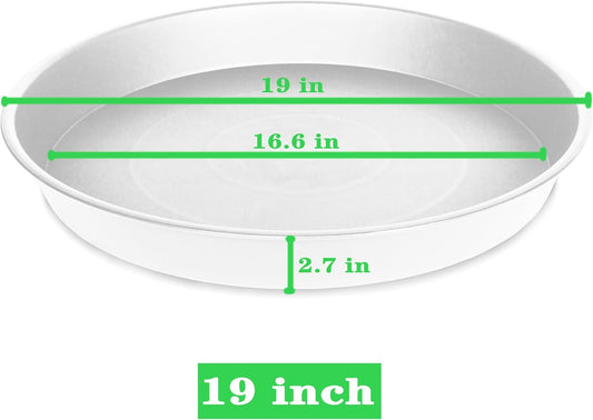 2 Pack of 19 inch Plant Saucer, 2.7" Depth Tray, Large Deep Garden Plastic Flower Planter Plant Trays for Indoors Outdoor Bath Bath (19", Creamy White)