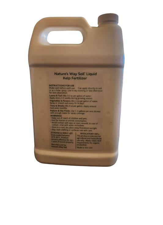 Natureโs Way Soilยฎ Liquid Kelp Fertilizer โ 1 Gallon/Makes 1890 Gallons | Organic Seaweed Plant Food for Lawn, Garden, Flowers & Vegetables | Cold-Processed | Natural Growth Booster & Soil Revitalizer