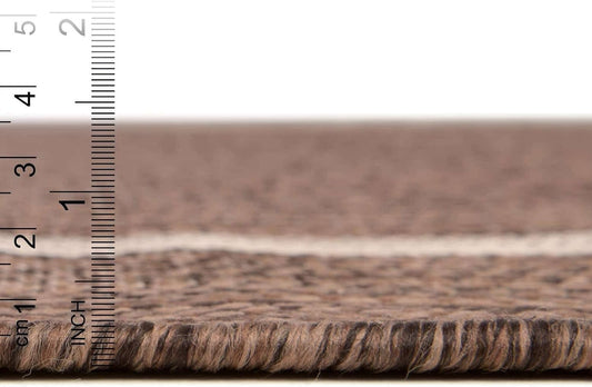Unique Loom Outdoor Border Collection Area Rug - Soft Border (2' x 8' Runner, Brown/ Ivory)