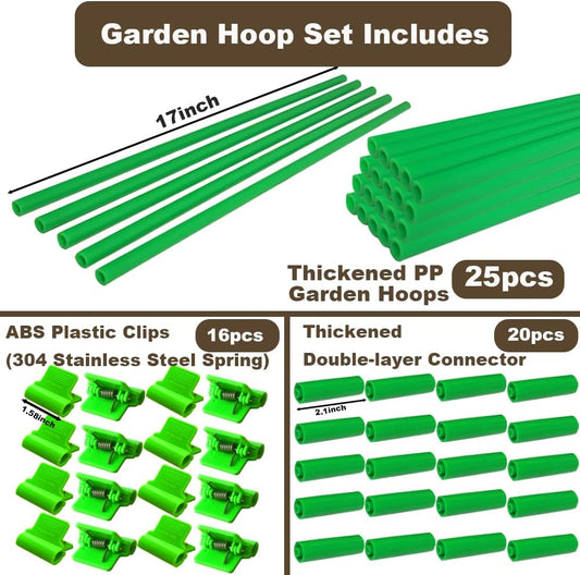 Greenhouse Hoops Set for DIY Grow Tunnel,Thickened High Tenacity PP Mid Green Garden Hoops for Row Cover,Raised beds,DIY Plant Support Garden Stakes, 25pcs