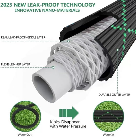 200 ft Garden Hose-No Kink,Heavy Duty,Lightweigh Flexible,Leakproof Water Hose with Sprayer Nozzle-3/4" Solid Brass Connectors-Rubber Car Hoses