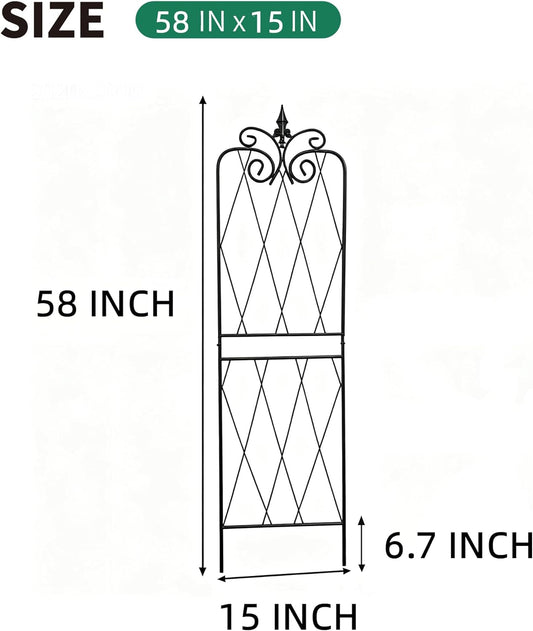 Garden Trellis for Climbing Plants 59inch x15inch Rustproof Metal Vine Trellises for Outdoor Climbing Plants Support Structures A (150cm) 2Pack