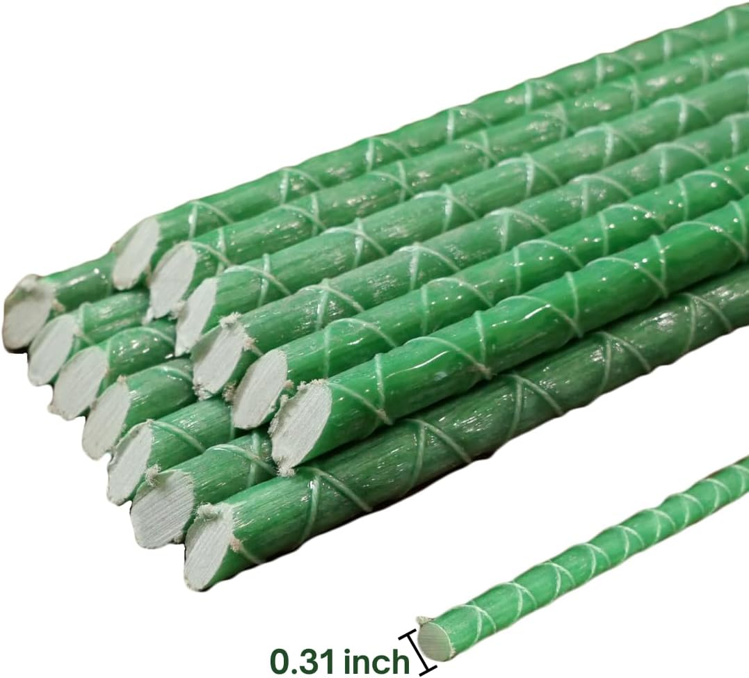 Fiberglass Eco Friendly Garden Stakes (Choose Height/Quantity) – Durable, Lightweight, Tomato, Tree, Strawberry, Plant, Support Fencing Stakes with Patterned Surface 5/16" Diameter (50, 5)