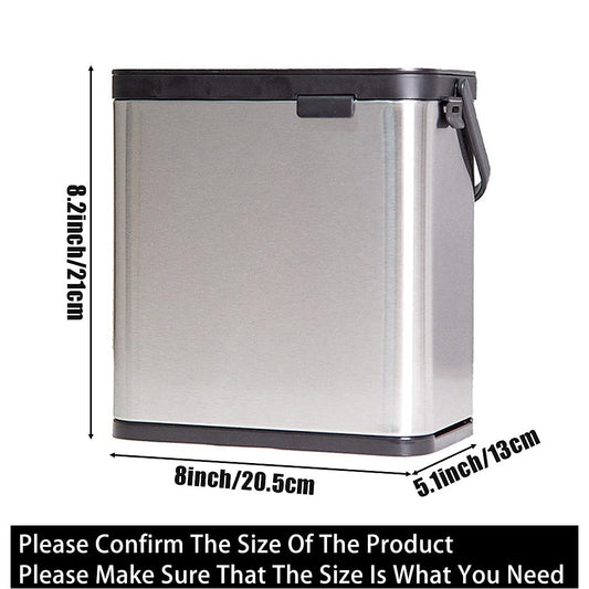 SIDIANBAN Hanging Trash Can with Lid for Kitchen Cabinet Door, 0.8 Gal/3L Stainless Steel Garbage Can Kitchen Compost Bin for Countertop or Under Sink