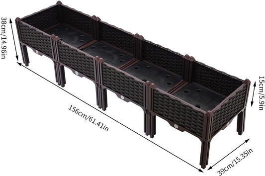 61.4" L x15.4 W x15 H PP Raised Flower Boxes Planter Boxes Outdoor Raised Garden Bed Indoor Outdoor Planting Bed Rectangle Planter Box for Patios Lawn Yard Decor Storage