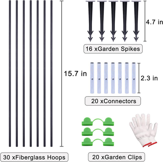 Greenhouse Hoops,30PCS Greenhouse Hoops Grow Tunnel,6mm Plastic Wrapped Greenhouse Arches,DIY Greenhouse Hoops for Raised Beds.