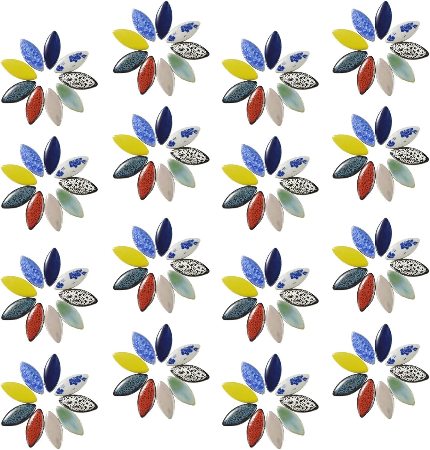 70 Pcs Petal Ceramics Mosaic Tiles for Crafts, Stained Ceramics Mosaic Supplies, Flower Leaves Mosaic Ceramics Pieces Kit for DIY Crafts Plates Picture Frames Home Decorations - Mixed Color