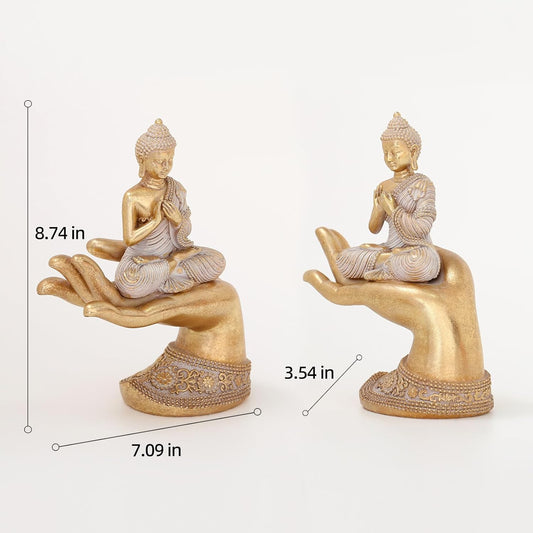 Buddha Statue for Home Decor Gold 8.7"- Buddha Statues for Zen Decor - Buddha Statue Large for Spiritual-Buddha Decor for Living Room-Buda–Indoor Buddha Gift for Relaxation, Meditation or Shrine