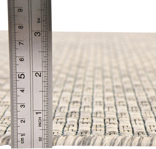 Unique Loom Collection Casual Transitional Solid Heathered Indoor/Outdoor Flatweave Area Rug (5' 3" Square, Light Gray/Ivory)