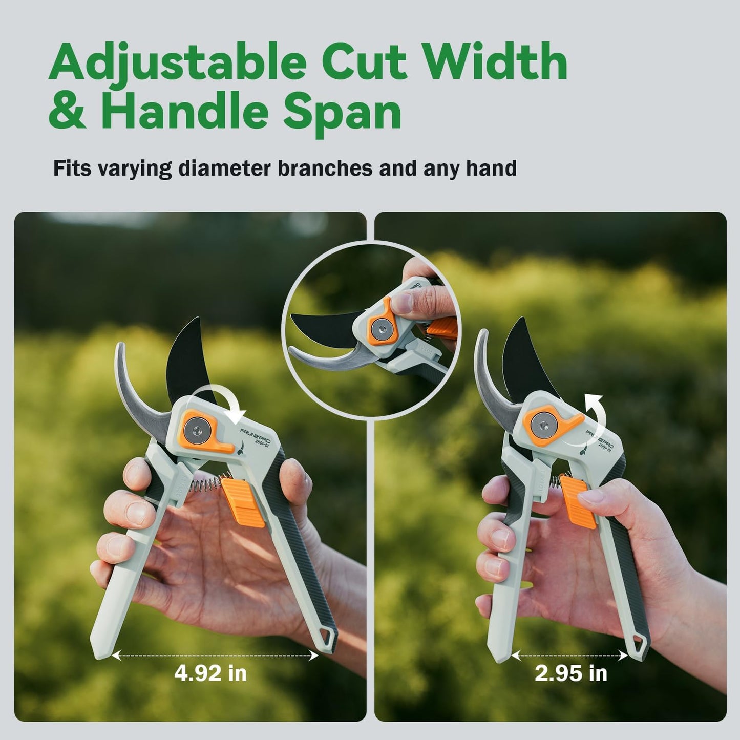 PrunePro 8" Professional Pruning Shears for Gardening Bypass Hand Pruner Stainless Steel Sharp Garden Scissors Plant Flower Rose Garden Clipper - 2 Pack