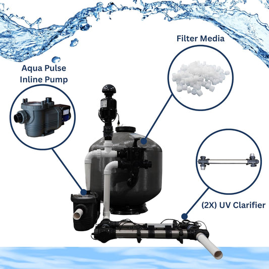 HALF OFF PONDS Simply Clear PRO Koi Pond Filter System with 2HP Blower, UV Clarifier & 1.5 HP Variable Speed Pump, Filters Ponds Up to 11,000 Gallons, Complete Kit with Bio Media, Multiport Valve