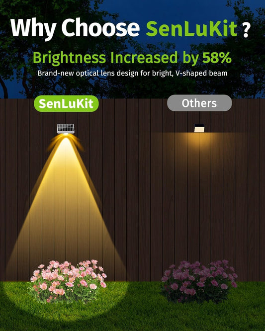 Solar Fence Lights Outdoor Waterproof High Brightness LED Spot Lens Deck Lights 7 Mode Warm & Cool White RGB Solar Powered Wall Lighting Decor for Outside Patio Step Backyard Railing - 12 Pack(White)
