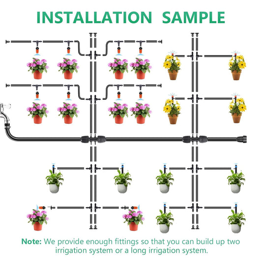 240FT Drip Irrigation System, Automatic Drip Irrigation Kit with 1/2 inch Hose 1/4 inch Distribution Tubing and Accessories for Greenhouse, Yard, Lawn, Plant