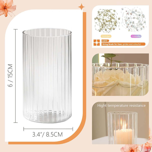 12pcs Glass Vase Cylinder Vases for Centerpieces Small Flower Glass Vases Bud Vases Home Decor Centerpiece Table Flower Vase Decorations for Office Beautification&Holiday 6 Inch Tall