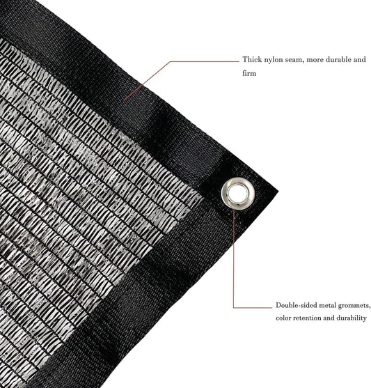 Garden expert 50% Black Shade Cloth 10x20FT Taped Edge with Grommets Sun Net Mesh for Garden Patio Backyard UV-Resistant