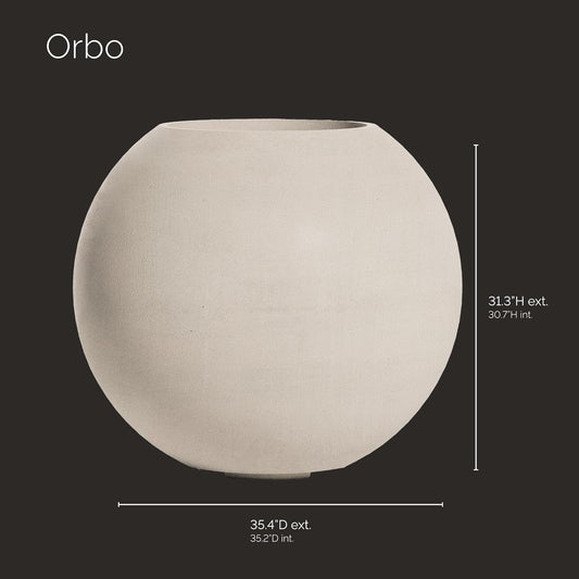 Orbo Large Planter β Fiberglass Indoor/Outdoor and Weather-Resistant Globe Planter (Sand Stone, 35.4" D x 31.3" H)