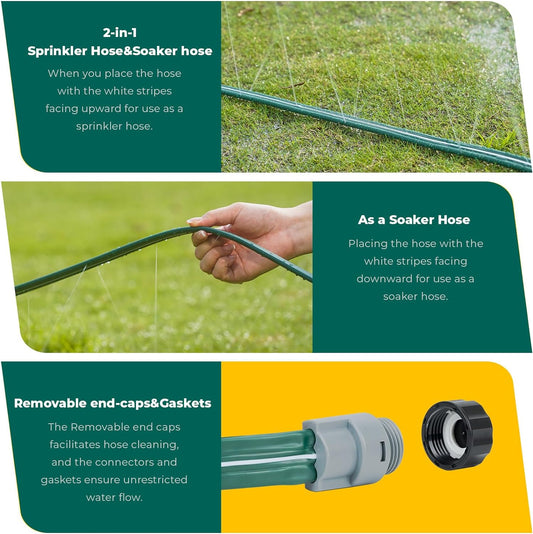 Sprinkler Soaker Hose 25ft for Garden Lawn, Watering Pipe with Holes, High-Efficiency Water-Saving Garden Irrigation System, Drip Hose Sprinkler