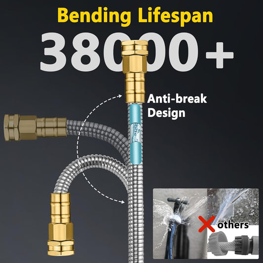 Metal Garden Hose 50 ft - Stainless Steel Garden Hose Leak-Proof with Layer Latex Core - 2025 Version/New Patented,Lightweight, Durable Hoses with Nozzles - Less-Kink Flexible Metal Water Hose
