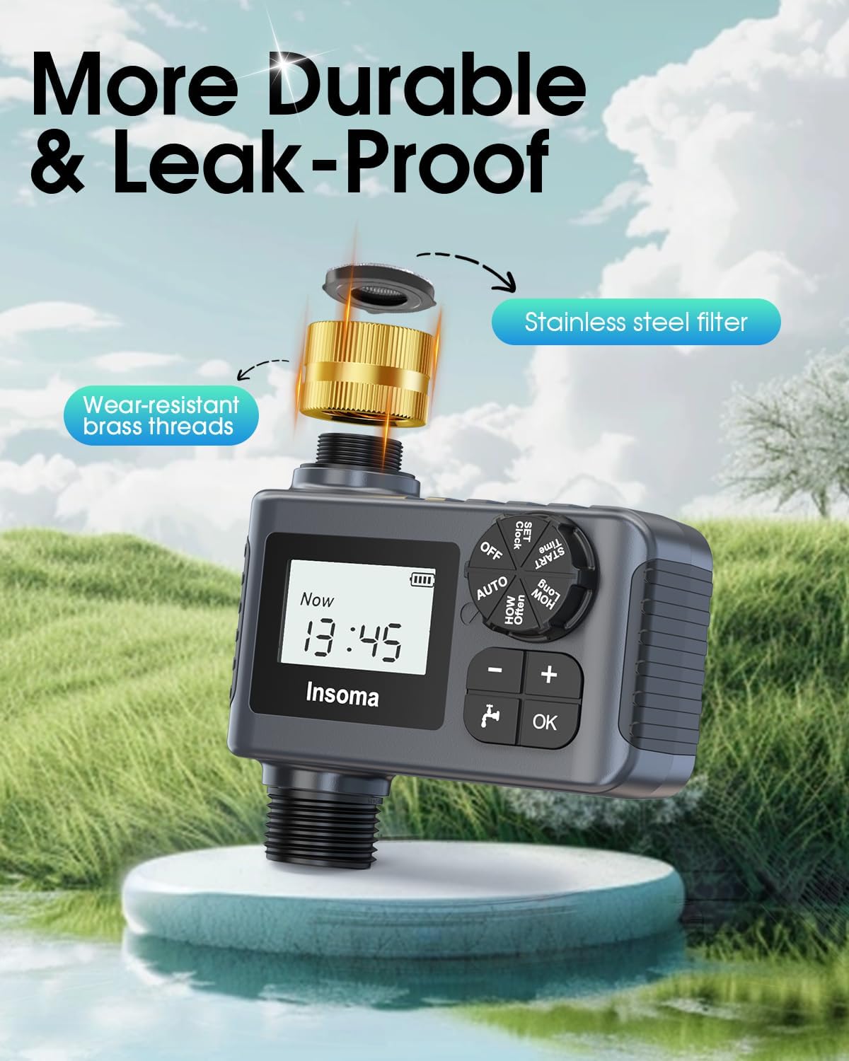 2-Packs Water Timer for Outdoor Garden Hose, Hose Timer with Rain Delay/Manual Mode, Automatic Drip Irrigation Controller System for Lawn Yard Garden Watering