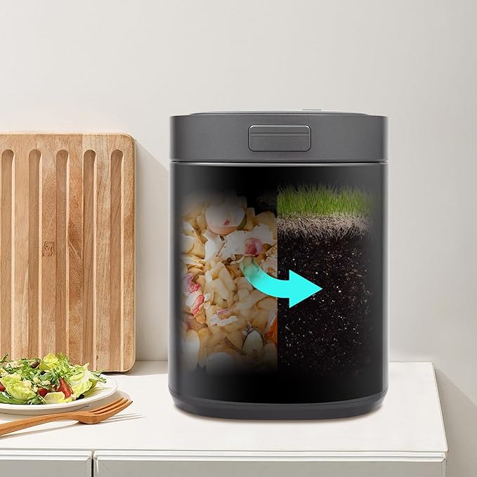 Electric Composter for Kitchen,Smart Compost Bin Indoor/Outdoor,2.5L Large Capacity Odorless Composter Kitchen Countertop,Auto-Cleaning Home Compost Machine (Black)